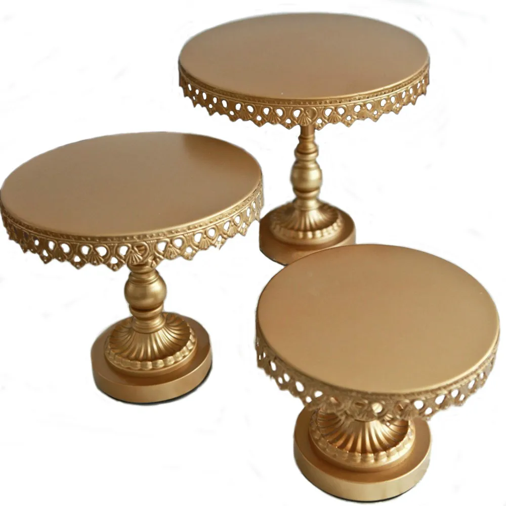 Itemship Golden Metal Iron Cake Stand Cake Pan Fruit Plate Western