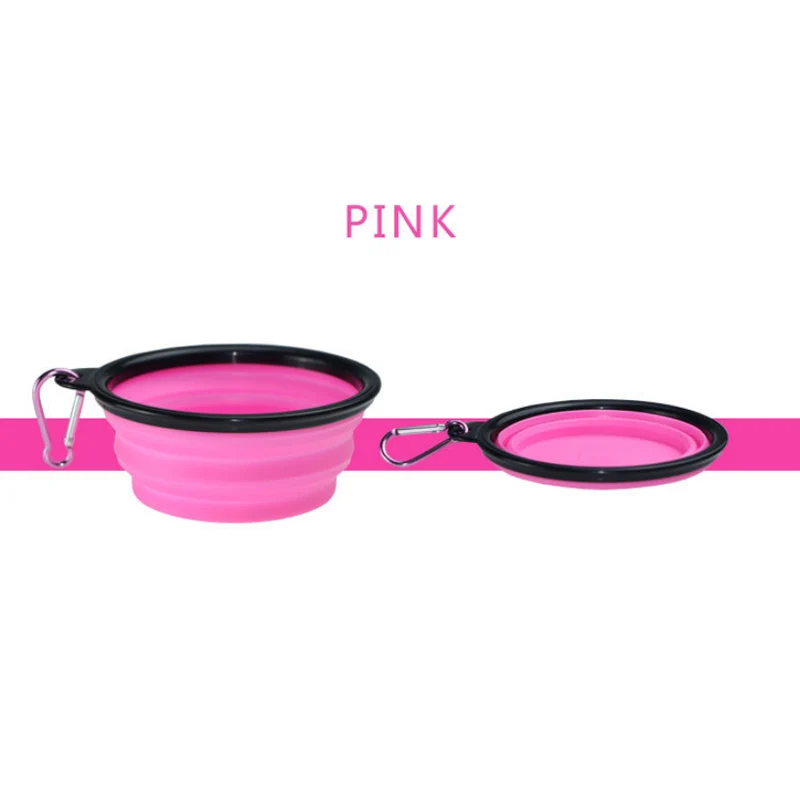 Pink 1 Миска для собак портативная для походная миска для собак Одежда для собак аксессуары для домашних животных Кормушка Посуда маленький собачий Силиконовый складной 1 шт - Цвет: Pink 1