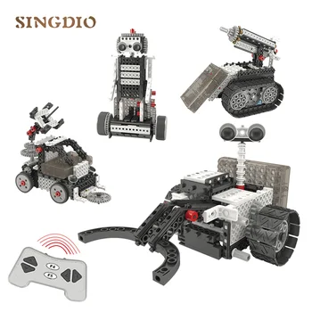 

DIY electric Space Robot Exploration Set remote control Walkable Building Blocks toy Deformation Accessories Kits Toy