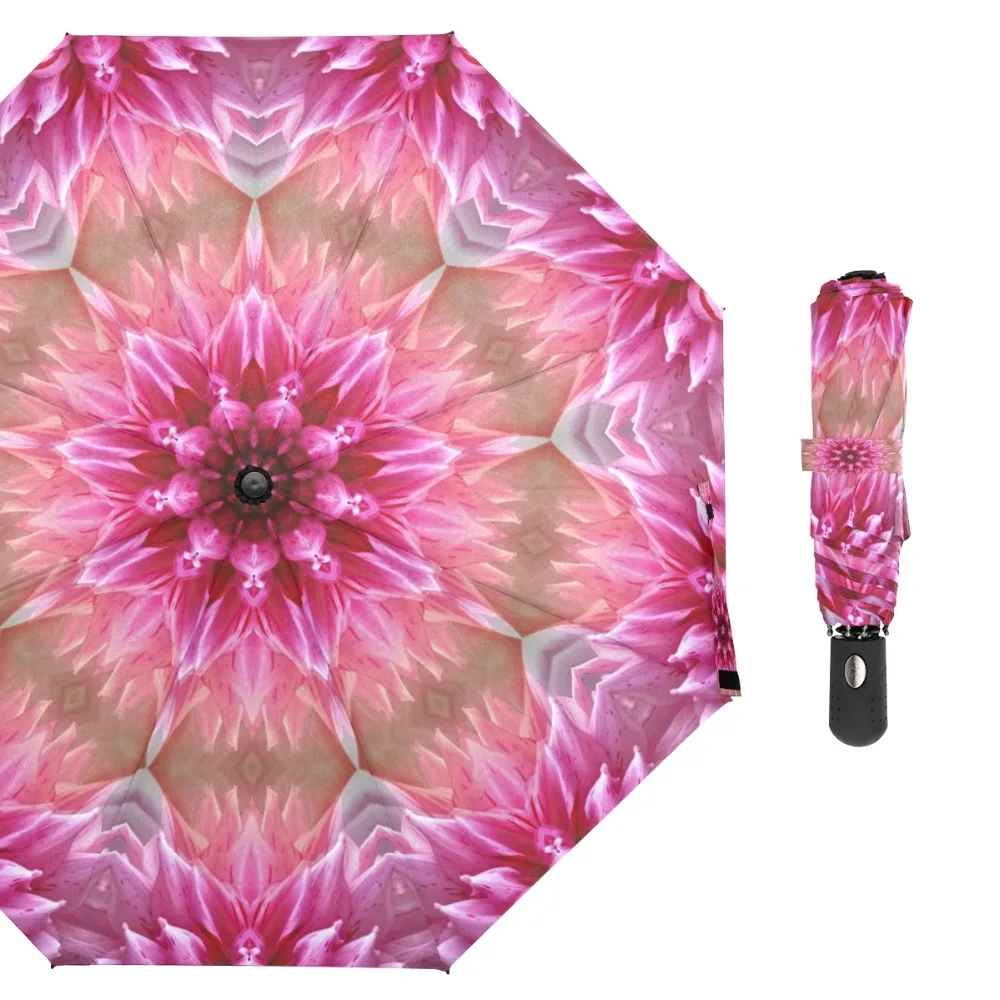 

Susino Pink Flower Windproof Umbrellas Fully-automatic Open Metal Pongee Compact Auto Open CLose Three-folding Umbrella