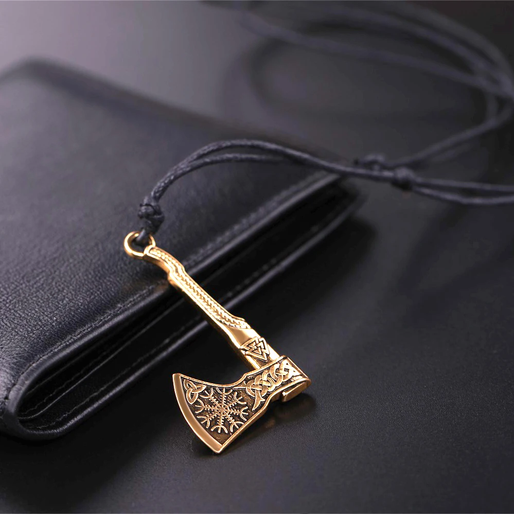 بلدي شكل 2 الألوان فاسق تميمة الفأس قلادة قلادة حبل سلسلة البوصلة الشمال الفايكنج Vegvisir و الغراب جواهر ذات طابع شخصي
