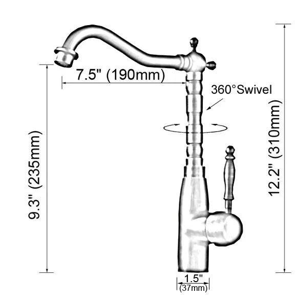 Antique Brass Single Lever Handle Swivel Kitchen Bathroom Sink Basin Faucet Mixer Taps aan003