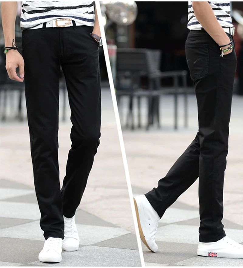 Модные 2018 мужские брюки Прямые хлопковые тонкие летние брюки средней высоты однотонные повседневные брюки на плоской подошве metrosexal Recom