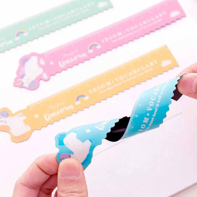 

Kawaii Unicorn Soft Ruler 15cm Bendable With Magnetic Ruler Student Measurement Stationery Drawing Tools Painting Bookmark Ruler