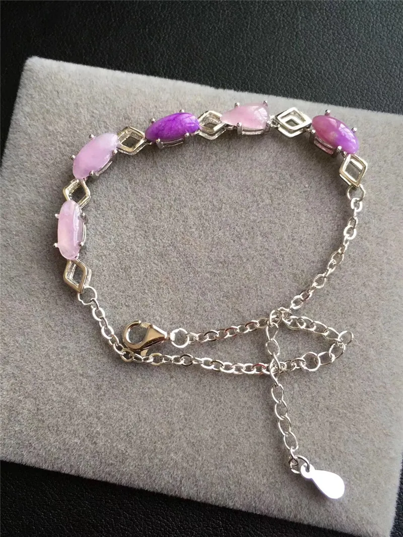 

Genuine Natural Sugilite Bracelet 925 Silver Charms 6.5mm Anticancer Gemstone Crystal Woman Man Lucky Anniversary Love Gift