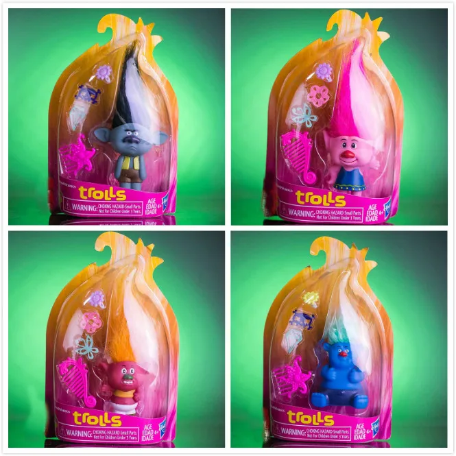 

4Style cute 14-18cm Trolls Poppy DJ Suki Branch Biggie PVC figure Toy