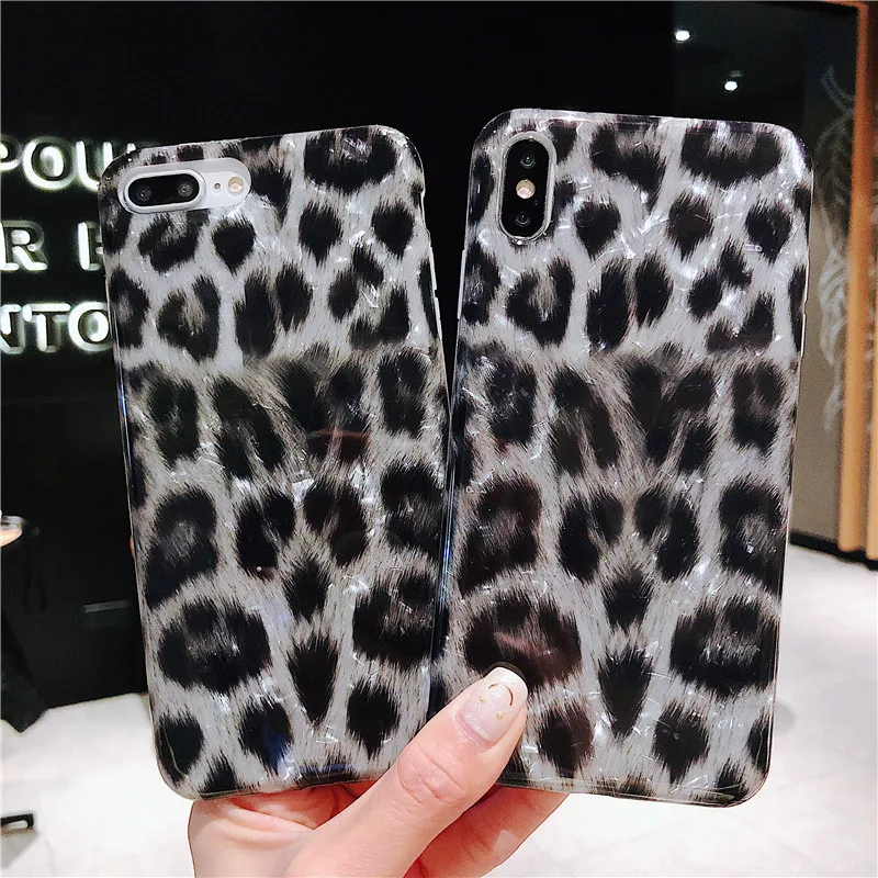 Fashion Leopard Print Phone Case For Coque iphone 6 6s 7 8 plus X XR XS MAX Diamond color Ultrathin Soft IMD Back Cover |