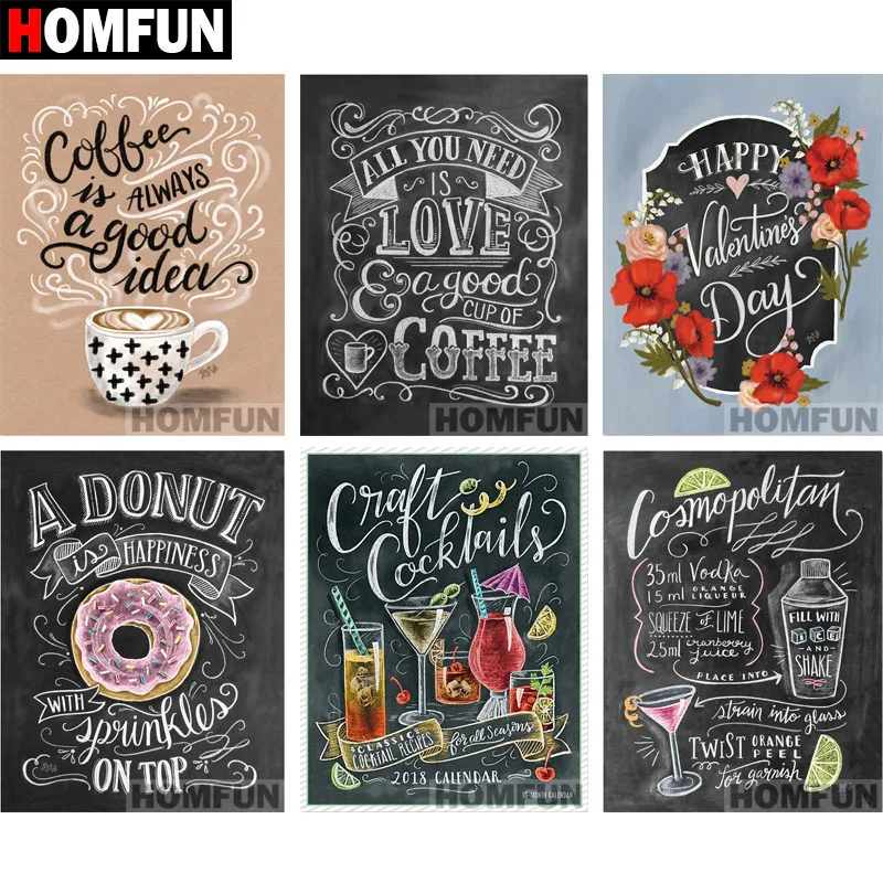 

HOMFUN Full Square/Round 5D DIY Diamond Embroidery "Blackboard text" Diamond Painting Cross Stitch 5D Decor gift A06823