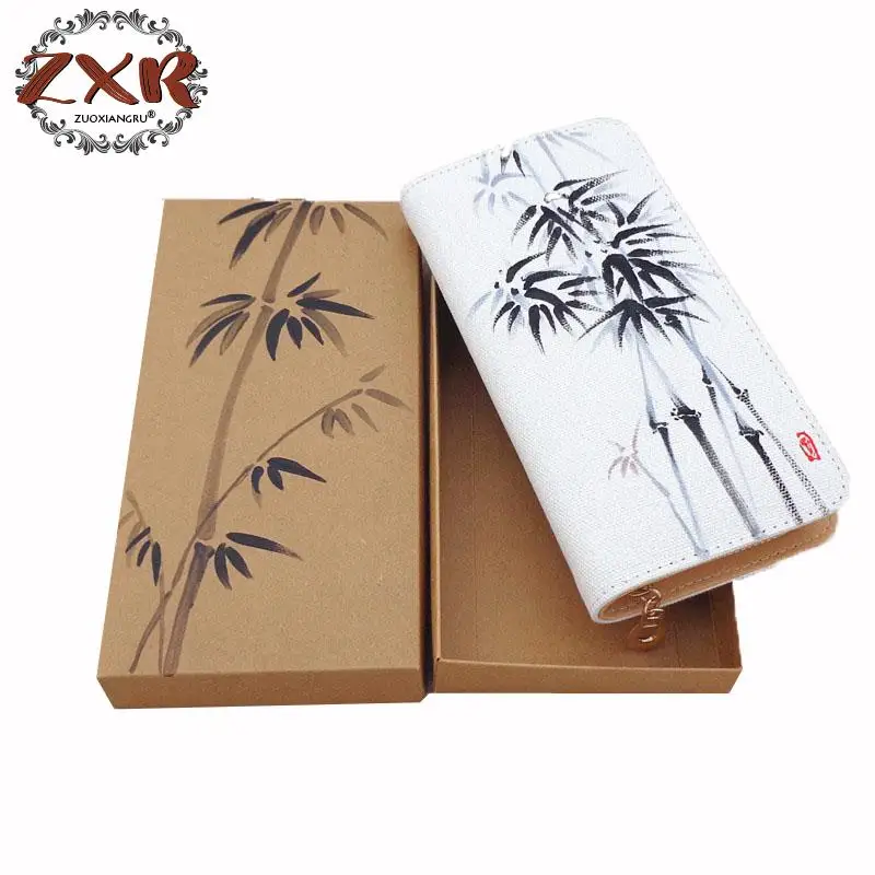 

Beautiful Bags Fashion Original Women Ladies Handmade Black Bamboo Long Wallet Card Money Holder Clutch Purse Wallets
