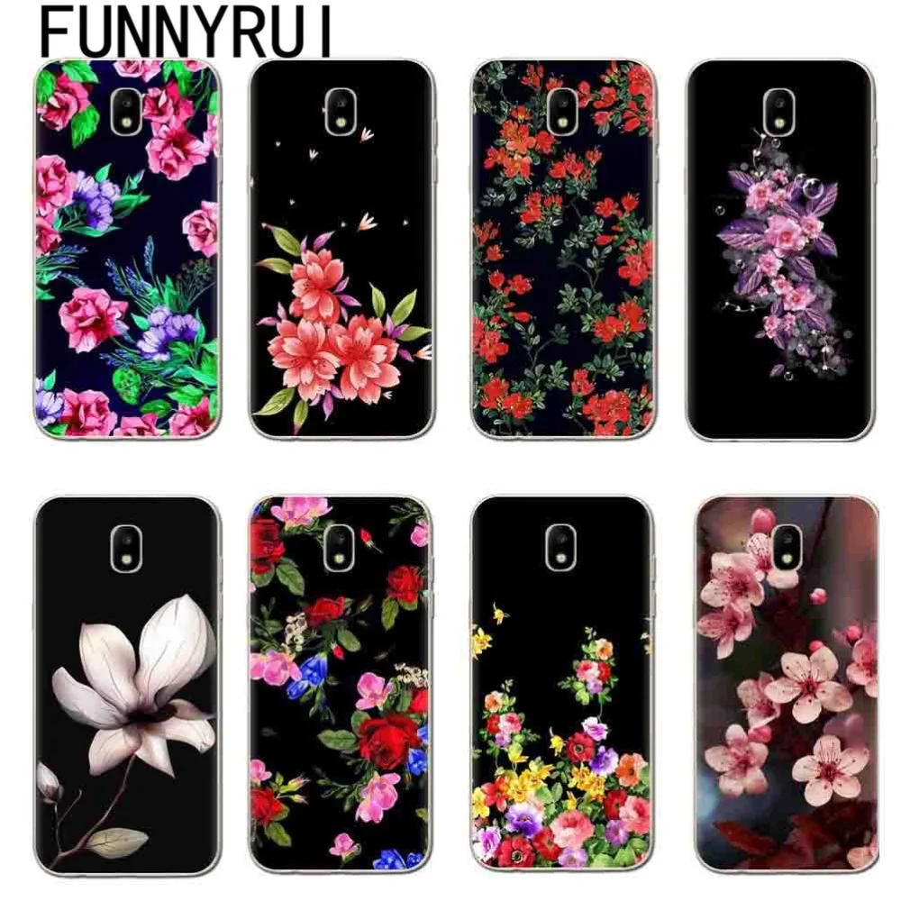 

Retro Red Rose Flower Floral Cases For Samsung Galaxy J3 J5 J7 A5 A7 2016 2017 jJ4 J6 A6 A8 Plus 2018 Plants Leaves Cover Coque