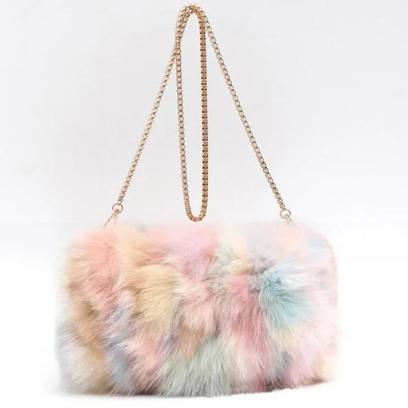 

Women's Winter Faux Fur Bag Fashion Handbag Shoulder Bag lady Leopard print Bags Woman Party Small Girls Tote Bag Christmas Gift