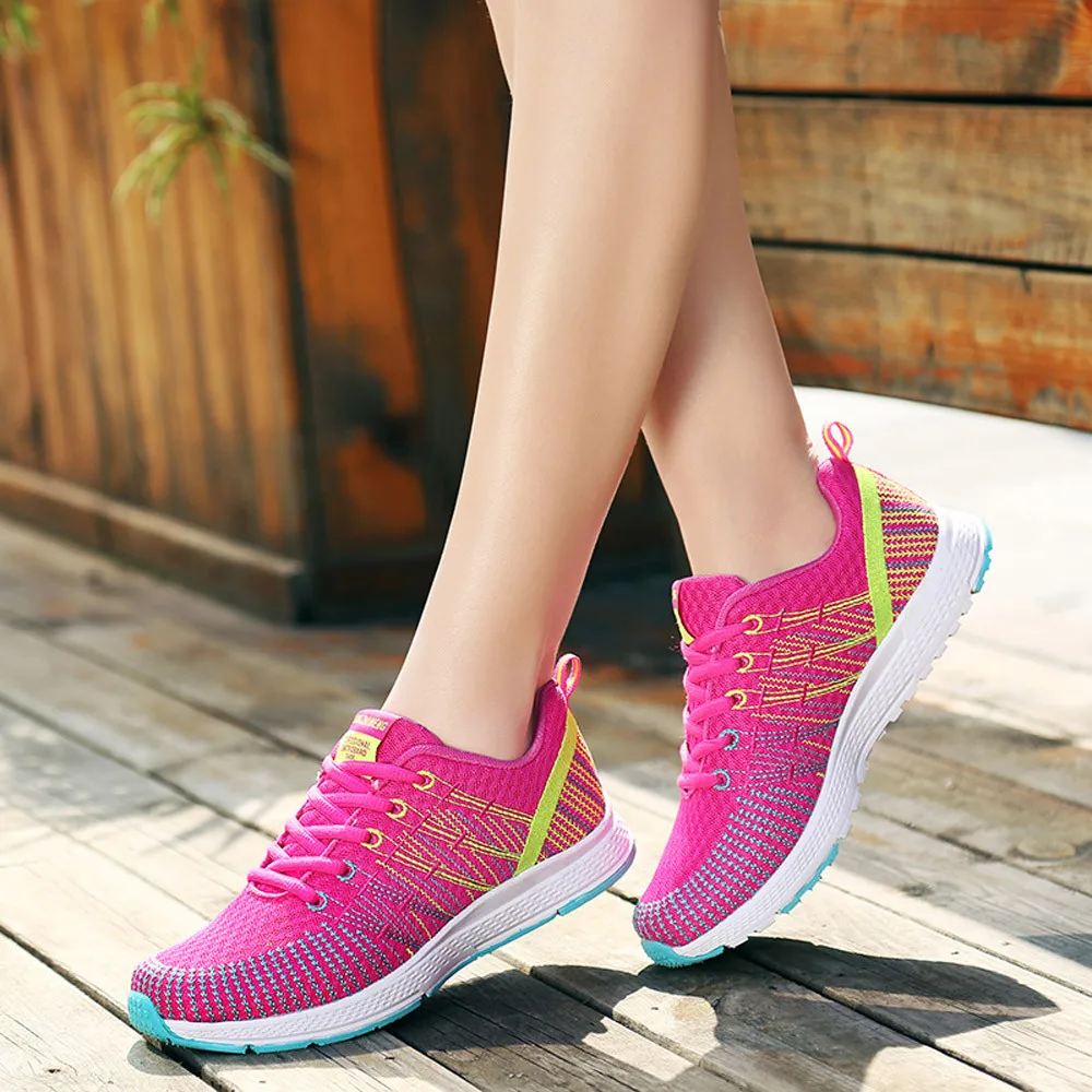 KANCOOLD, женские амортизирующие кроссовки с мягкой подошвой, дышащая сетчатая обувь для бега, модная уличная спортивная обувь на плоской подошве для фитнеса