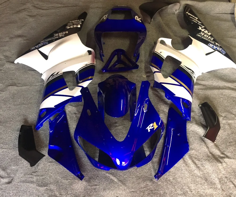 Fei-мотоцикл обтекатель комплект для YAMAHA YZFR1 98 99 YZF R1 1998 1999 YZF1000 yzfr1 98 99 ABS белый синий Обтекатели набор