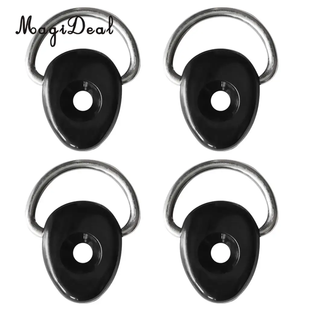 MagiDeal Outdoor Water Sports 4Pcs Kayak Loop Deck Fitting & D-Ring for Deck Bungee Line Rigging Safety Rowing Boats Acce Black