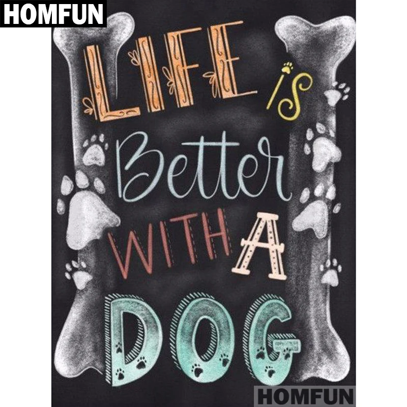

HOMFUN Full Square/Round Drill 5D DIY Diamond Painting "Dog Life" 3D Embroidery Cross Stitch 5D Home Decor A01096
