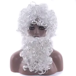 Soowee Рождественский подарок Санта Клаус парик и борода синтетические волосы короткие Косплэй парики для Для мужчин белый парики аксессуары