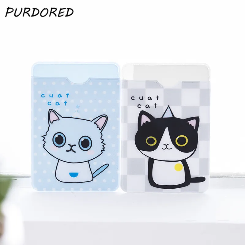 

PURDORED 1pc Cute Cat Card Holder PVC Cartoon Fish Pattern ID Card Holder Case Business Credit Card Cover for Student Kid