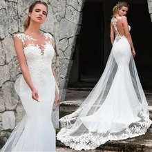 Модное свадебное платье без рукавов с жемчужным вырезом, свадебное платье с кружевной аппликацией, свадебное платье с открытой спиной, свадебные платья