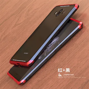 

LUPHIE Luxury Metal PC Bumper + Transparent Tempered Glass Back Cover 3 in 1 Case For Huawei Mate 10 Mate10