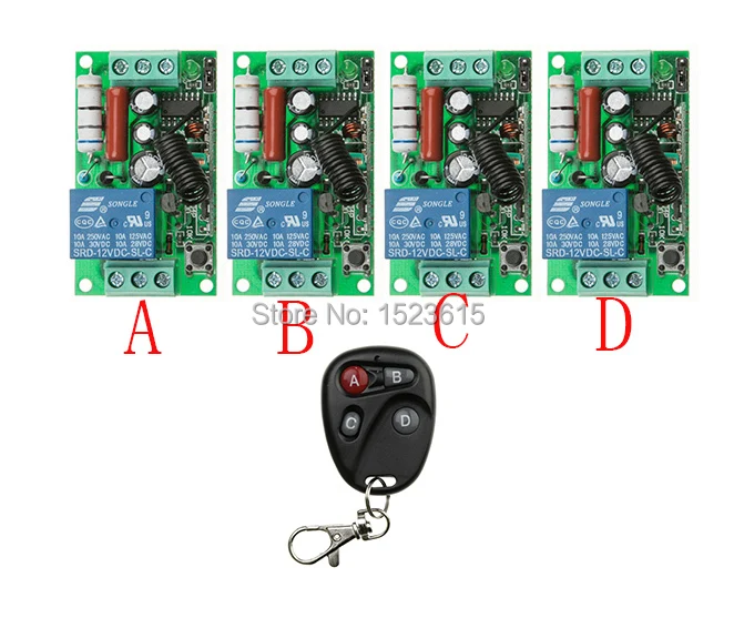 

NEW AC220V 1CH 10A Radio Controller RF Wireless Relay Remote Control Switch 315 MHZ 433 MHZ teleswitch1 Transmitter +4 Receiver