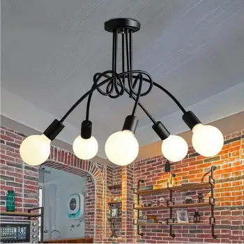 

Creative Iron Ceiling Lights led lamps European living room Crooked Ceiling lamps Black/White E27 led lustre light Ceiling lamp