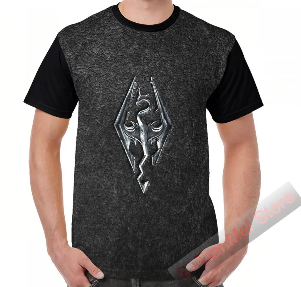 Летняя графическая футболка мужские топы футболки Skyrim с логотипом железным
