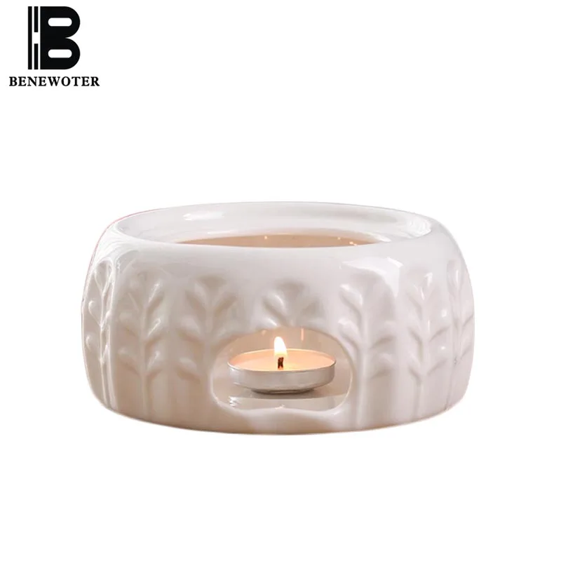 

2019 New White Ceramic Candle Holder Glass Lemon Flower Teapot Heating Warmer Base Kettle Trivets Coffee Water Tea Warmer Shelf