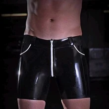 Модные сексуальные латексные мужские короткие трусы черные Фетиш резиновые боксеры с молнией Большие размеры горячая распродажа