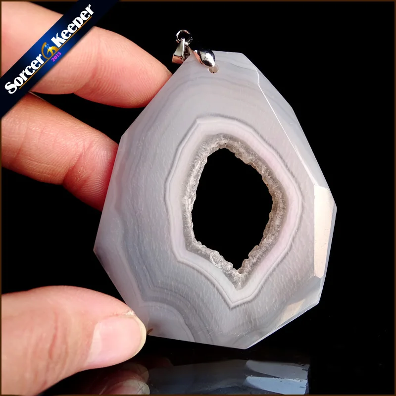 

High Quality Natural Crystal Cluster Gem Stone Jewelry Polished Faceted Agates Slice Beads Pendant Necklace for Women YS323