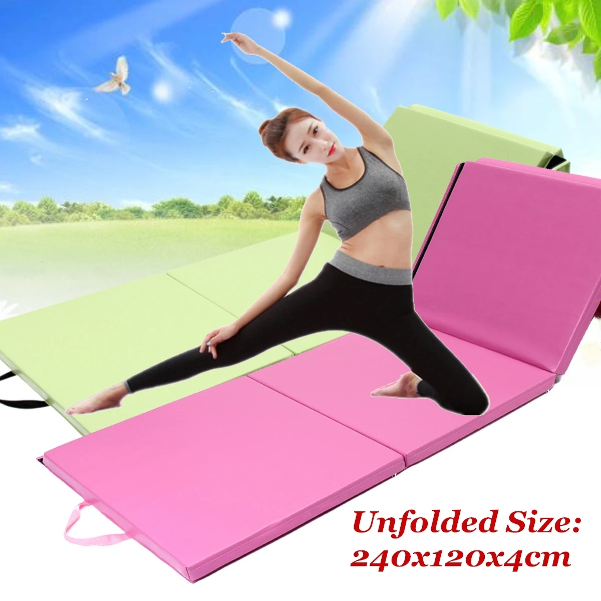

240x120cm PU Leather Foldable Gym Mat Yoga Tumbling Floor Sport Training Pad Exercise Fitness Cushion Gymnastics Accessories