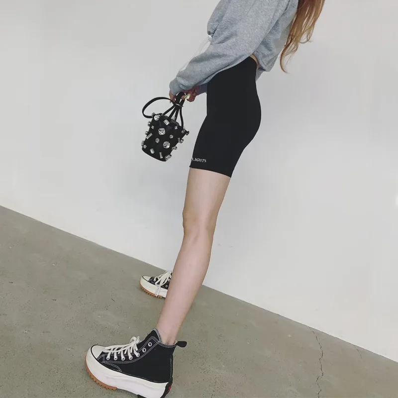 Fashion Women Summer Stretch Biker Bike Shorts Workout Gym Jogging Exercise Skinny Stylish Letter Shorts Trousers