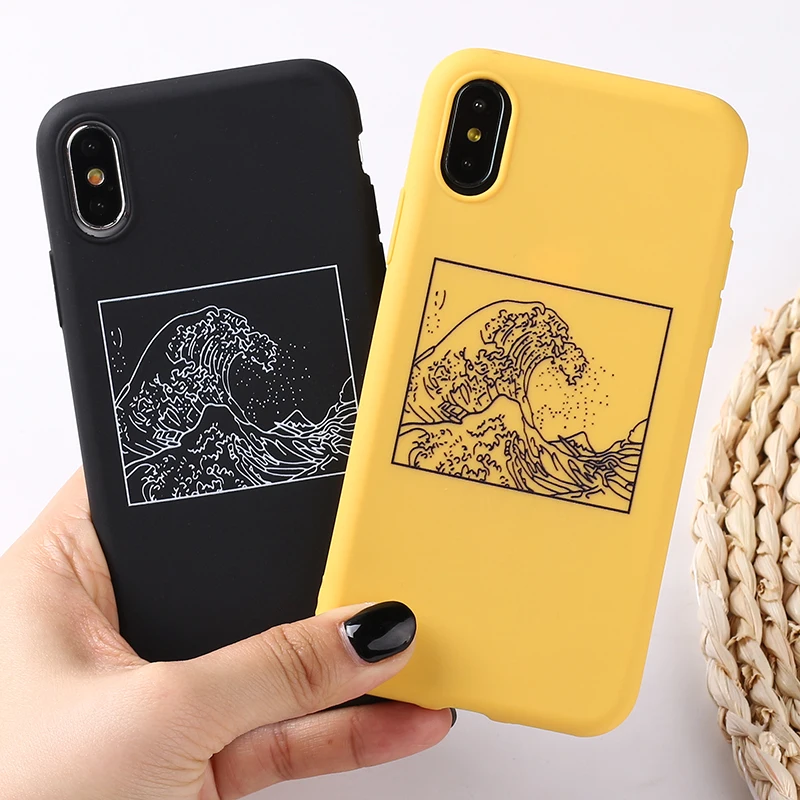 Чехол-накладка Great Wave off Kanagawa мягкий матовый чехол для iPhone 12 11 Pro 7Plus 7 6Plus 6 6S 8 8Plus X XR XS