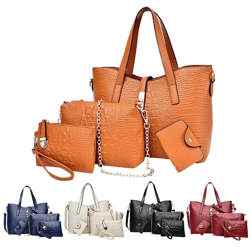 

Women Composite Bag Luxury Leather Purse and Handbags Famous Brands Designer Sac Top-Handle Female Shoulder Bag 4pcs Ladies Set