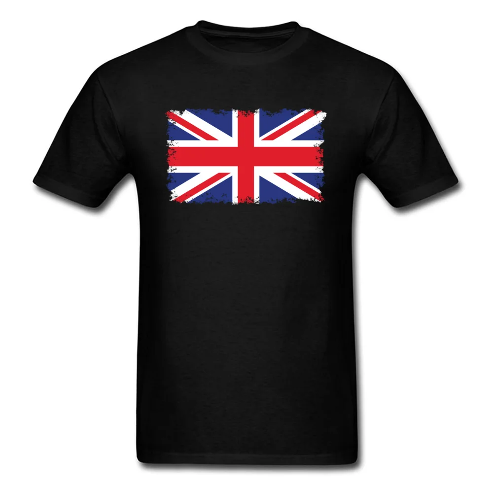 Crewneck British flag with distressed edges All Cotton Men's T Shirts Printed Tops Tees 2018 Popular Tee Shirt Short Sleeve British flag with distressed edges black