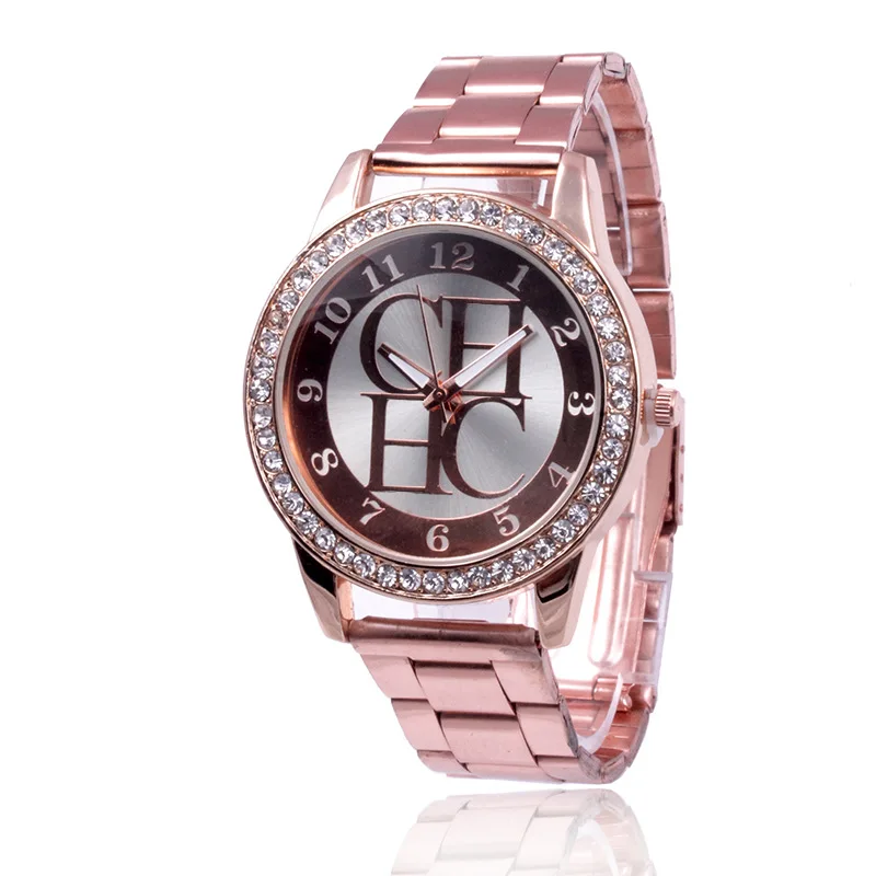 Женские часы Лидирующий бренд роскошные часы со стразами женские модные нарядные часы Relogios Femininos кварцевые часы из нержавеющей стали