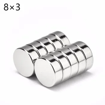 

xiaozhufeifei 100pcs 8mm x 3mm 8x3 Strong Round Magnet 8x3 Disc 8*3 Rare Earth Neodymium NEW Art Craft Connection