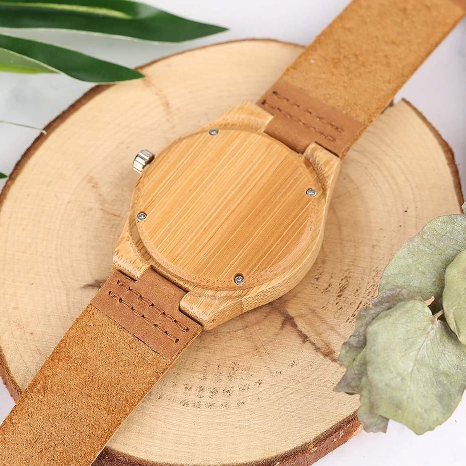 Lightweight Bamboo Wood Women Watch Engraving Print Numerals Dial Analog Simple Casual Genuine Leather Strap Clocks Wooden Gifts 2018 (12)