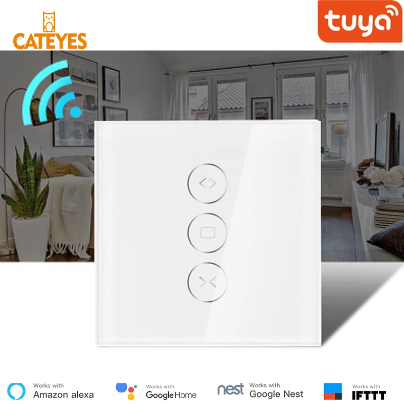 

High quality EU wifi tuya smart touch curtain switch voice control by Alexa echo Google phone control For Electric curtain motor