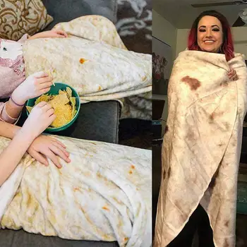 

Novelty Blanket Food Throw Flour Tortilla Throw Round Blanket Adult/Kids Round Beach Bed Blanket for All Season Bed,Chair,Couch