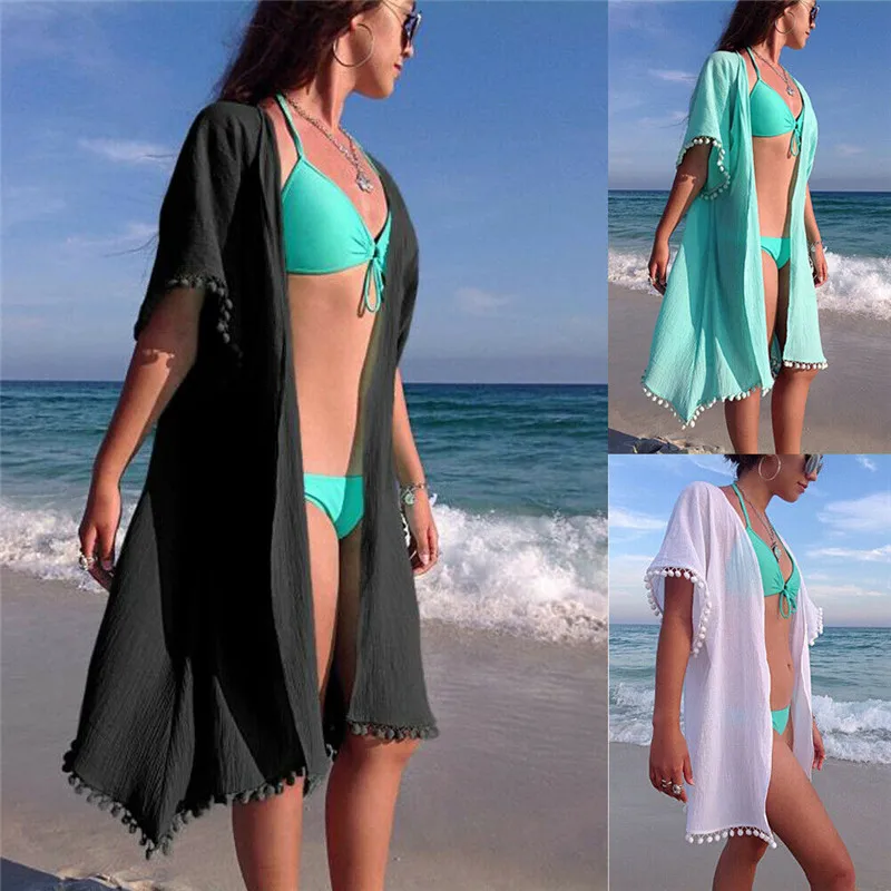 

Women Summer Boho Beach Bikini Cover Up Swimwear Loose Floral Cardigan Short Sleeve Long Top Short Sleeve T-Shirt
