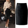 Sexy Multi Color Suede Midi Pencil Skirt Women 2022 Fashion Elastic High Waist Office Lady Bodycon Skirts Saias ► Photo 2/6