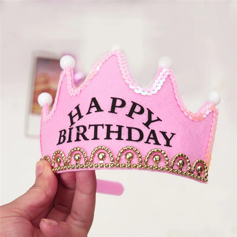 

Boy Girl Yellow Pink First Birthday Hat Lovely King Princess Children Kids Birthday Light Up Luminous LED Crown Cap