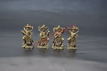 

Solid pure brass, four Kings of Heaven small ornaments, antiques copper products collections, decorations