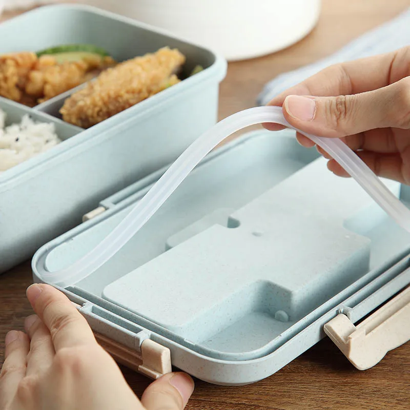 

Wheat Straw Lunch Box Fresh-keeping Food Storage Box Container with Spoon Chopsticks BDF99