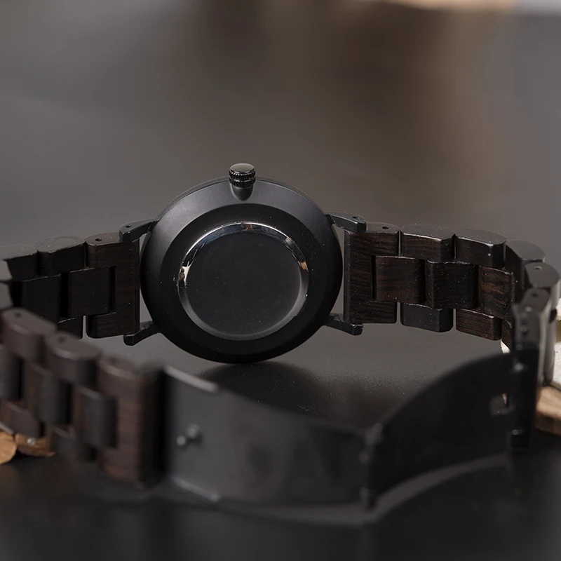 BOBO BIRD Wood Watch Men Luxury Fashion Quartz Wristwatch Black Wooden Watches with Gift Box relogio masculino K-dQ30