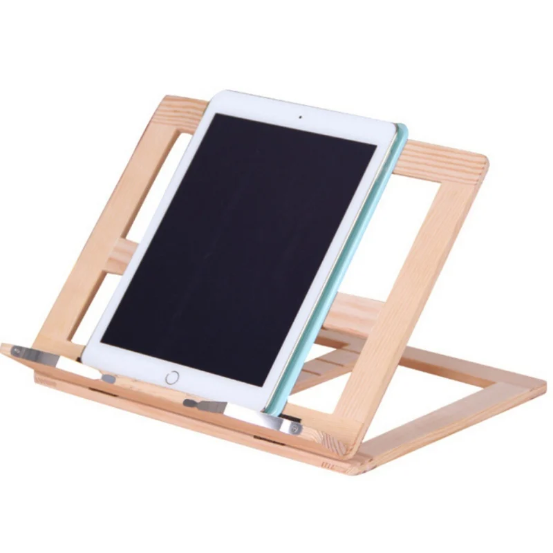 

Portable Wooden Reading Bookshelf Flat Holder Adjustable Folding Tray And Paper Clip