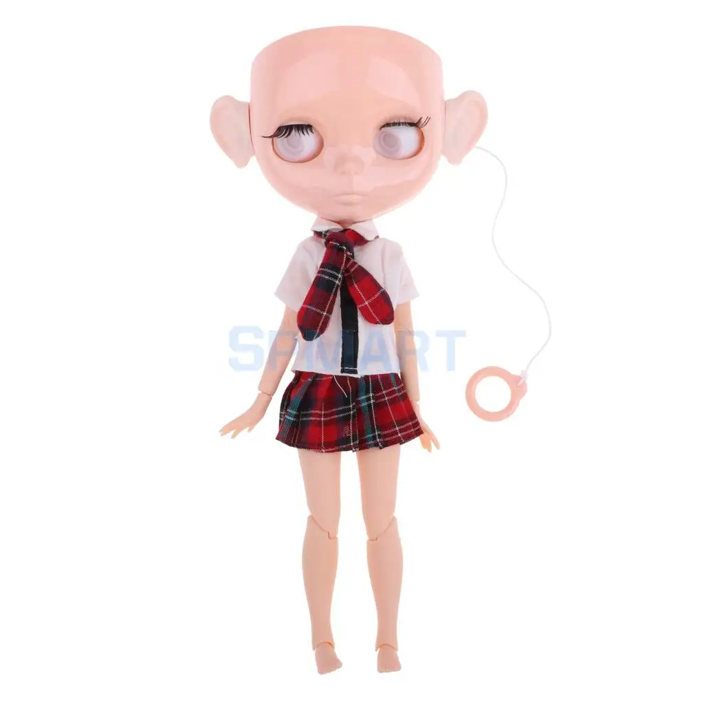 20 Joints Doll Body + Faceplate Head + Ears + Eye Mechanism + Pull Ring + Clothes for 12inch RBL Neo Blythe Licca Azone Custom 20 Joints Doll Body + Faceplate Head + Ears + Eye Mechanism + Pull Ring + Clothes for 12inch RBL Neo Blythe Licca Azone Custom
