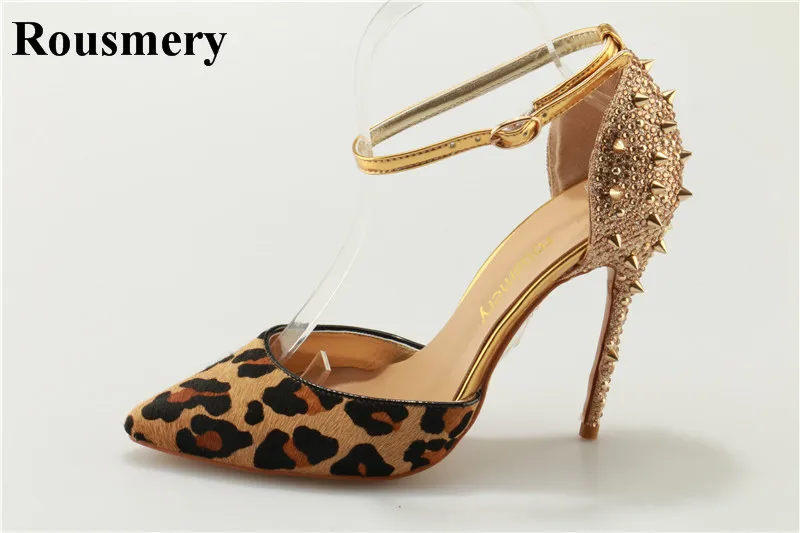 New Fashion Women Pointed Toe Leopard Suede Leather Back Rivet Pumps Ankle Strap Stiletto High Heel Spike High Heels Dress Shoes New Fashion Women Pointed Toe Leopard Suede Leather Back Rivet Pumps Ankle Strap Stiletto High Heel Spike High Heels Dress Shoes