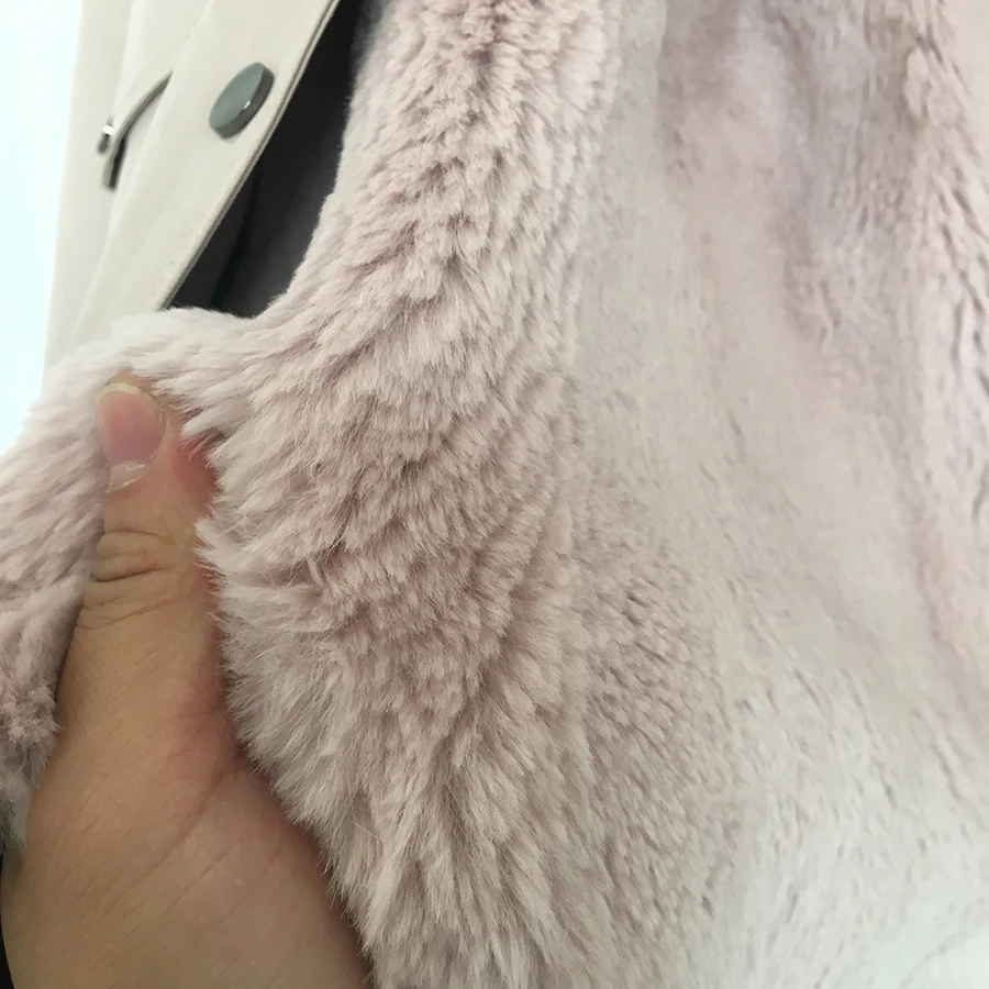 Women real fur parka winter warm natural large raccon dog fur collar with real rex rabbit fur liner coat winter jacket 90CM