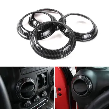 

BBQ@FUKA For Jeep Wrangler Carbon Fiber Color Dashboard Air Vent Outlet Cover Car Styling Decoration Trim Ring